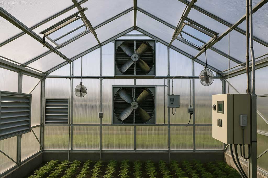 Équipement thermodynamique et ventilation automatisée installé en serre